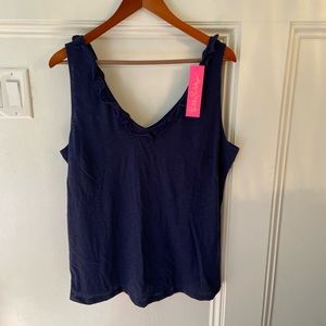 Lily Pulitzer Ruffled Navy Top
